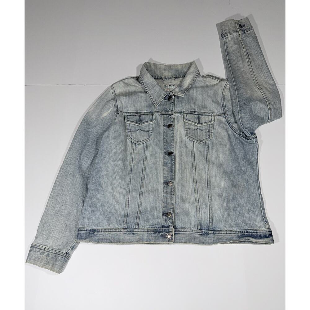 Vintage 90s Y2K Era Old Navy Denim Jean Jacket Light Wash Blue Women’s Size 2XL